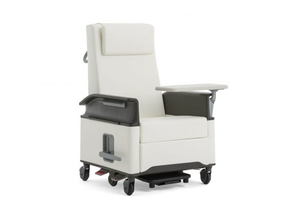 A white Empath patient chair with Tablet Arm on white background.