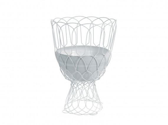 Large white outdoor mesh vase by Coalesse